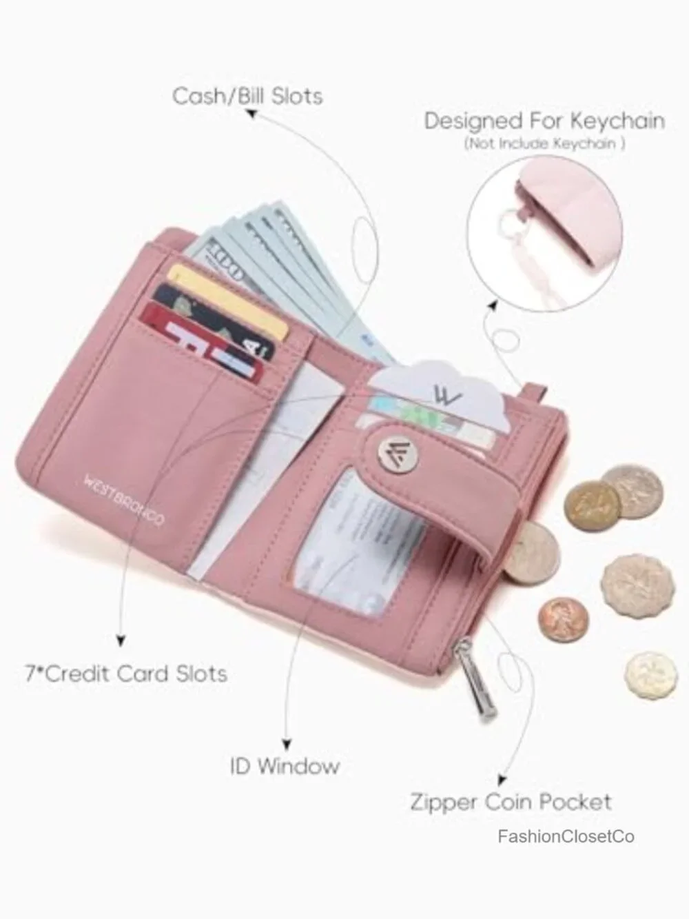 Small Puffer Wallet for Women RFID Blocking Bifold with Zipper Coin Pocket & ID